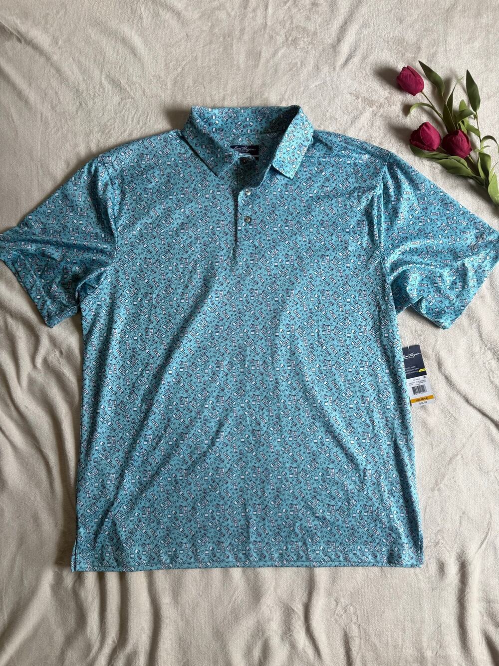 Ben Hogan Performance Golf Polo Shirt Drinks Pattern Large